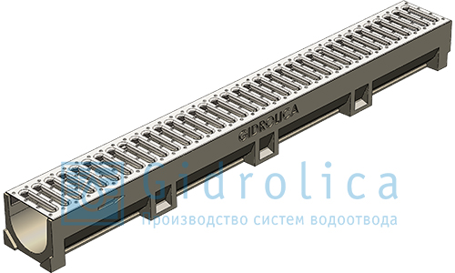 Лоток водоотводный ЛВ-10.12.10 полимербетонный с решёткой